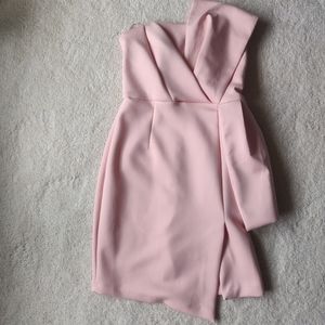Asos blush asymmetrical bow dress size 6 petite